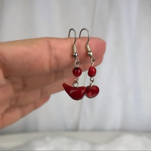 🚫SOLD🚫 NWOT Natural Red Coral Dangle Earrings - Picture 5 of 12